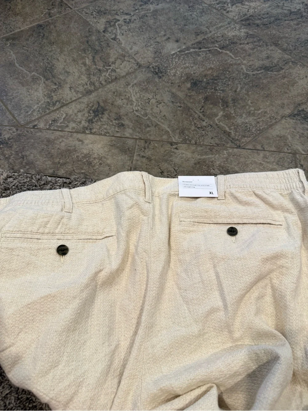 ❤️Cream Textured Wide-Leg trousers